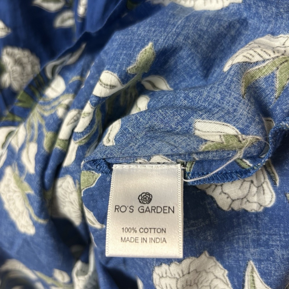Anthropologie Ro's Garden X-Large Blue Floral Block Print Dress Light Cotton - Picture 7 of 10